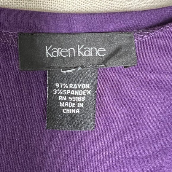 Karen Kane Purple Sequin Bling Floral Short Sleeve Tee T-Shirt Top Size XL - Picture 6 of 8